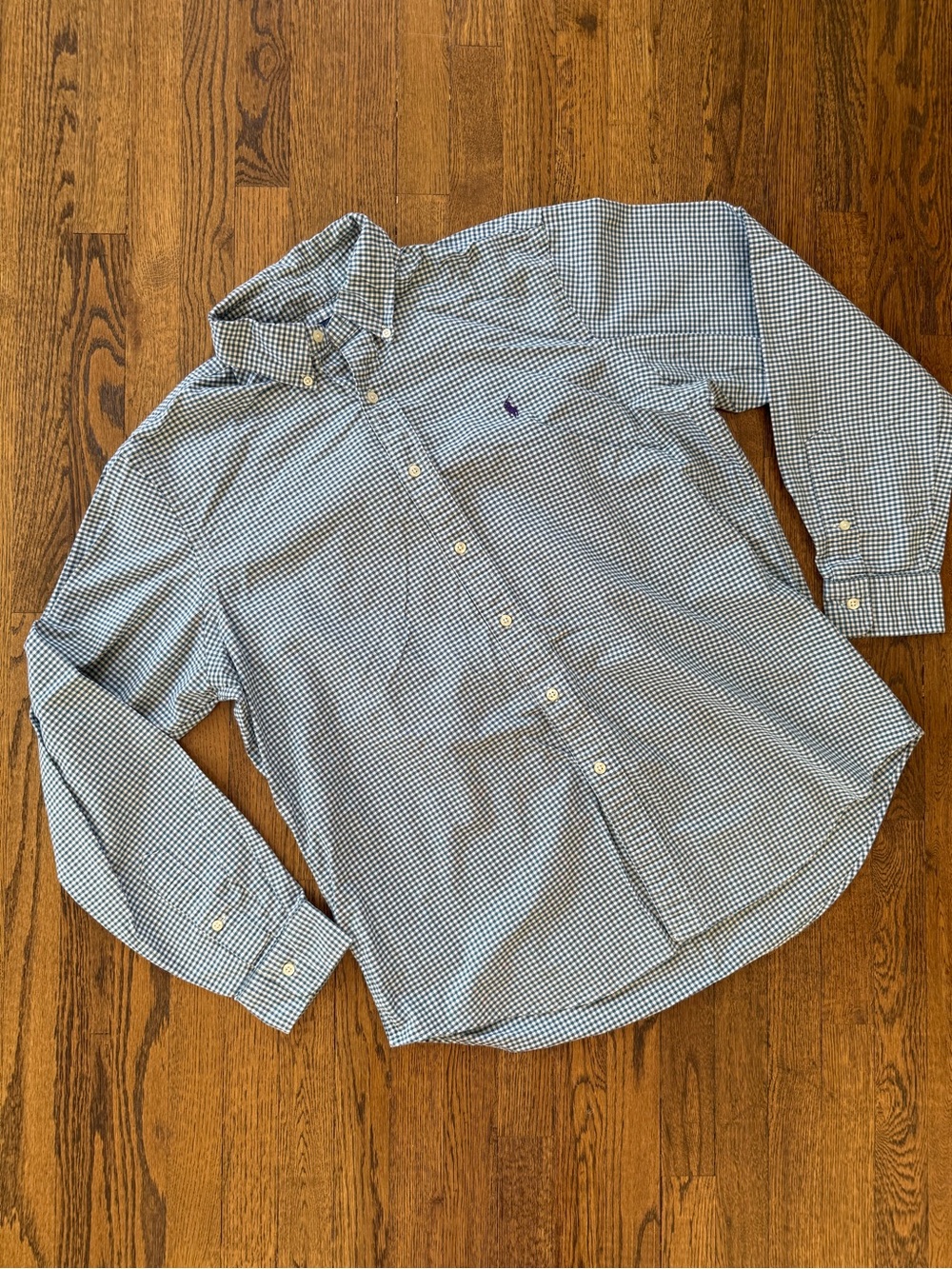 Ralph Lauren Green and White Checked Button-Down Shirt